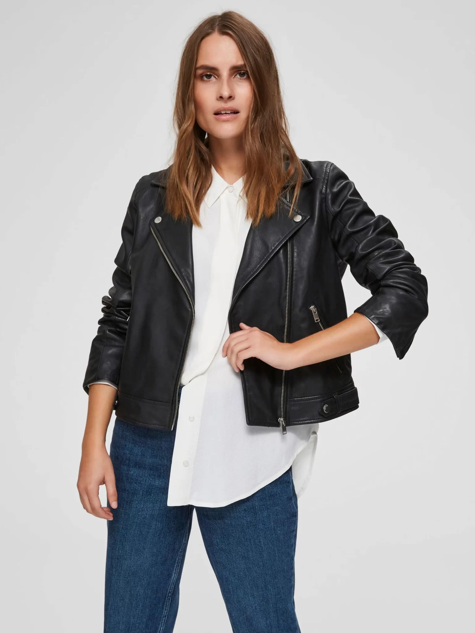 Women Biker Black Real leather Jacket