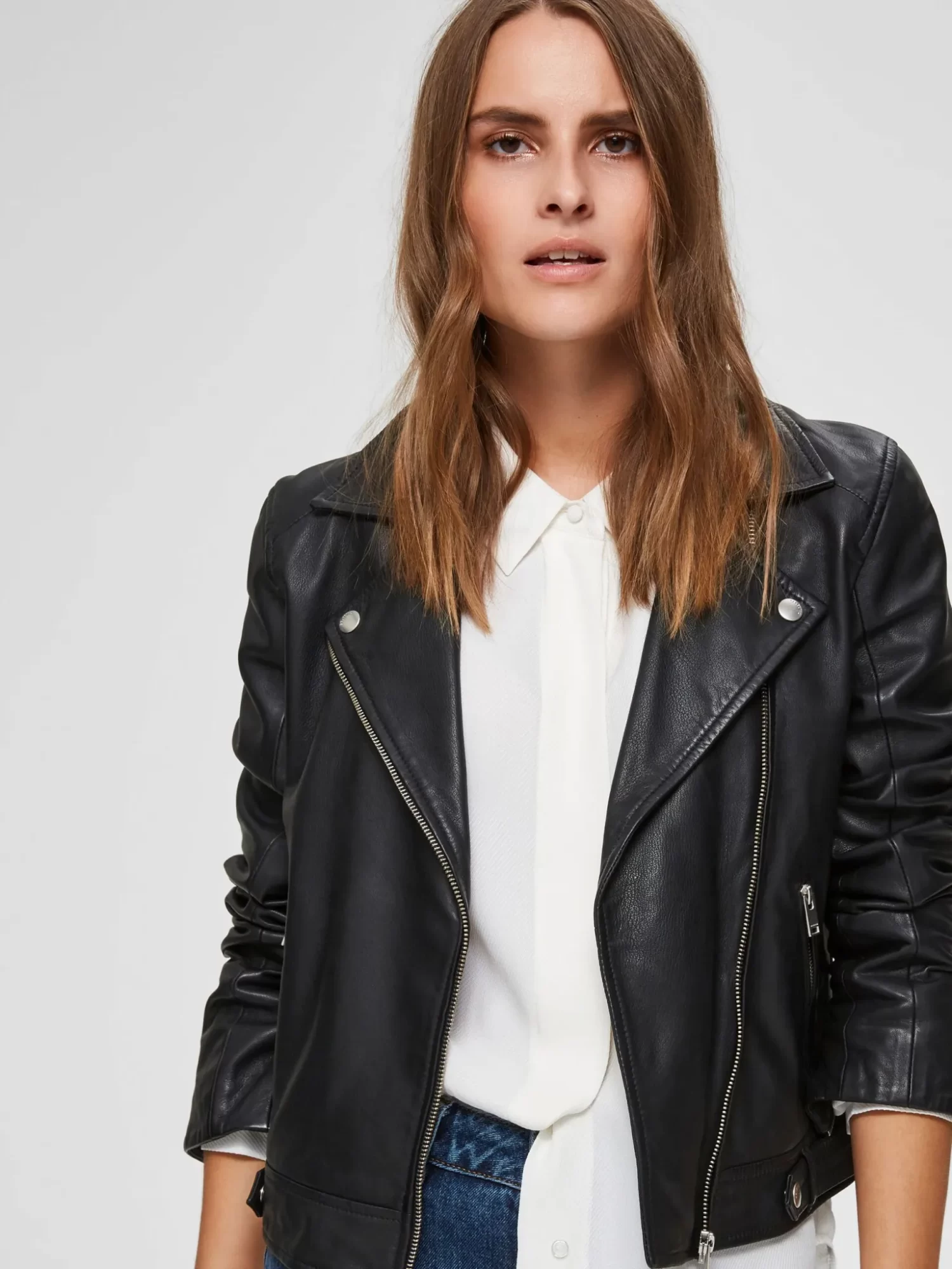 Women Biker Black Real leather Jacket