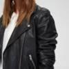 Women Biker Black Real leather Jacket