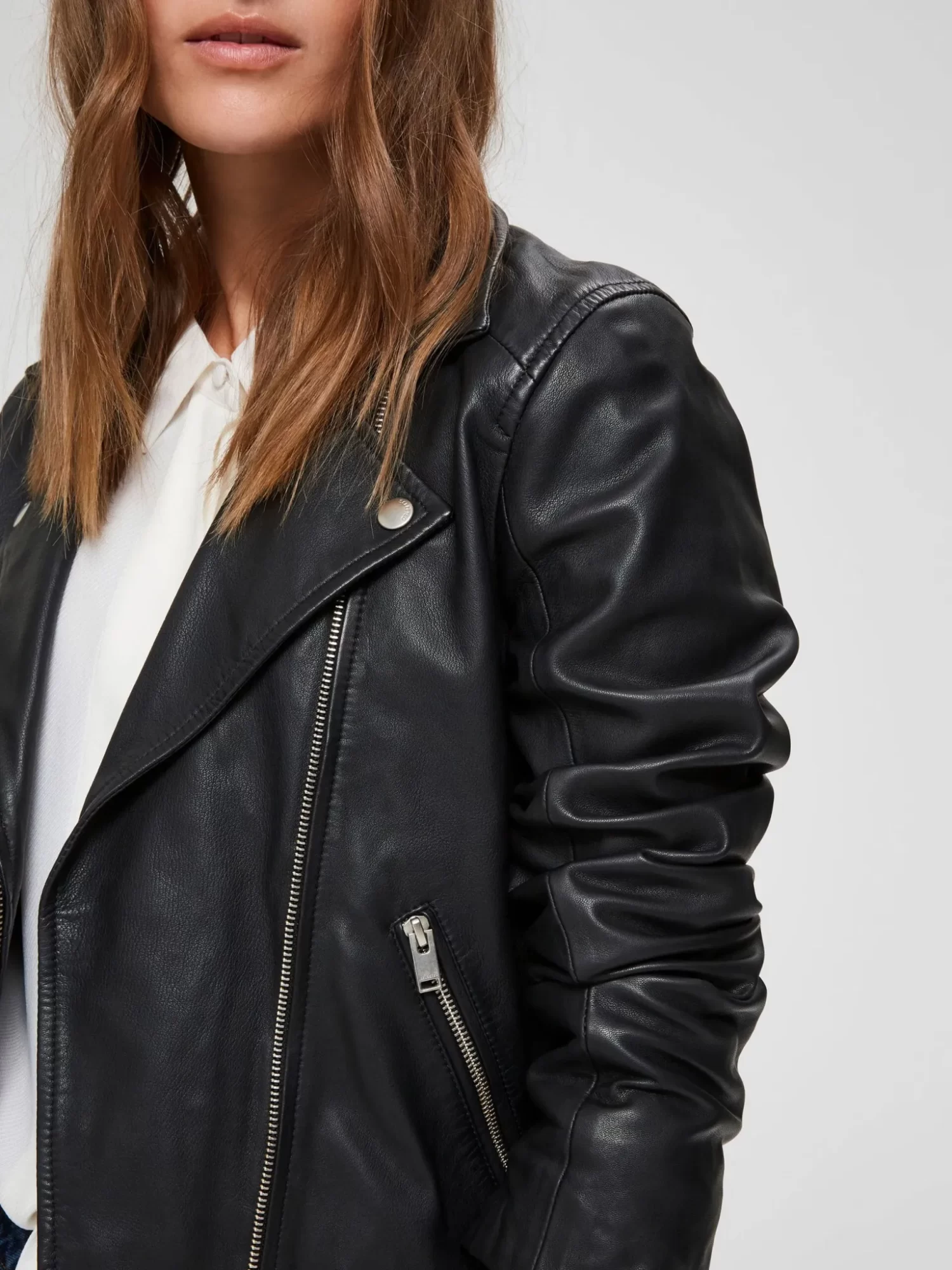 Women Biker Black Real leather Jacket