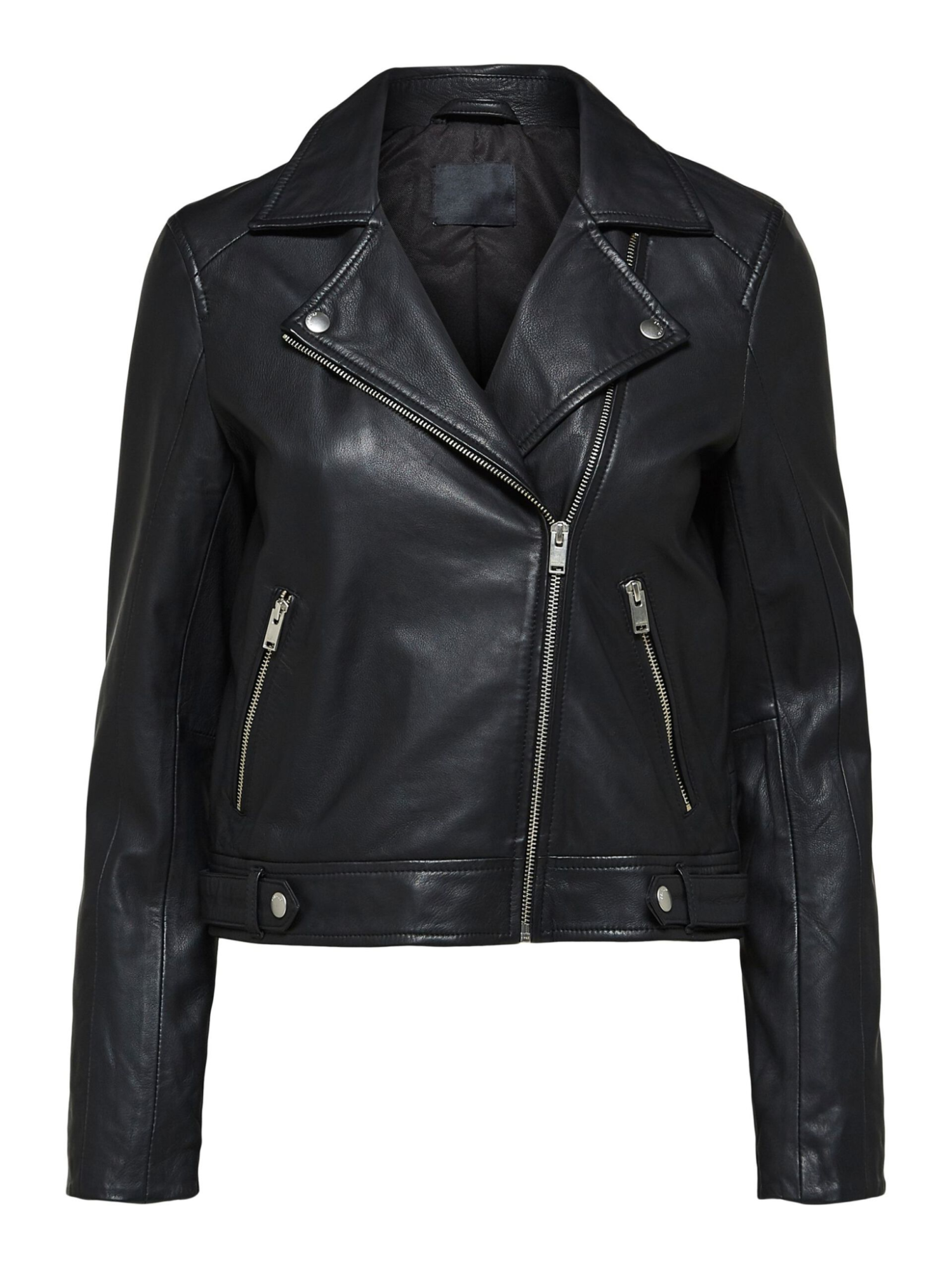 Women Biker Black Real leather Jacket