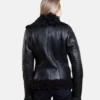 Women Biker Leather Shearling black jacket