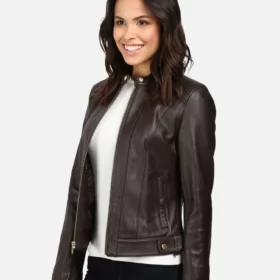 Women’s Classic Cole Haan Moto Deep Espresso Leather Jacket