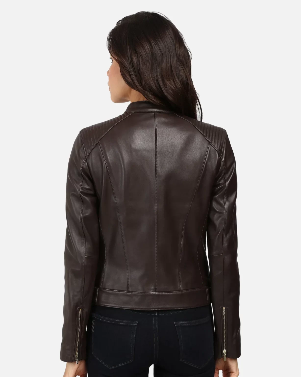 Women Black Leather Racer Jacket