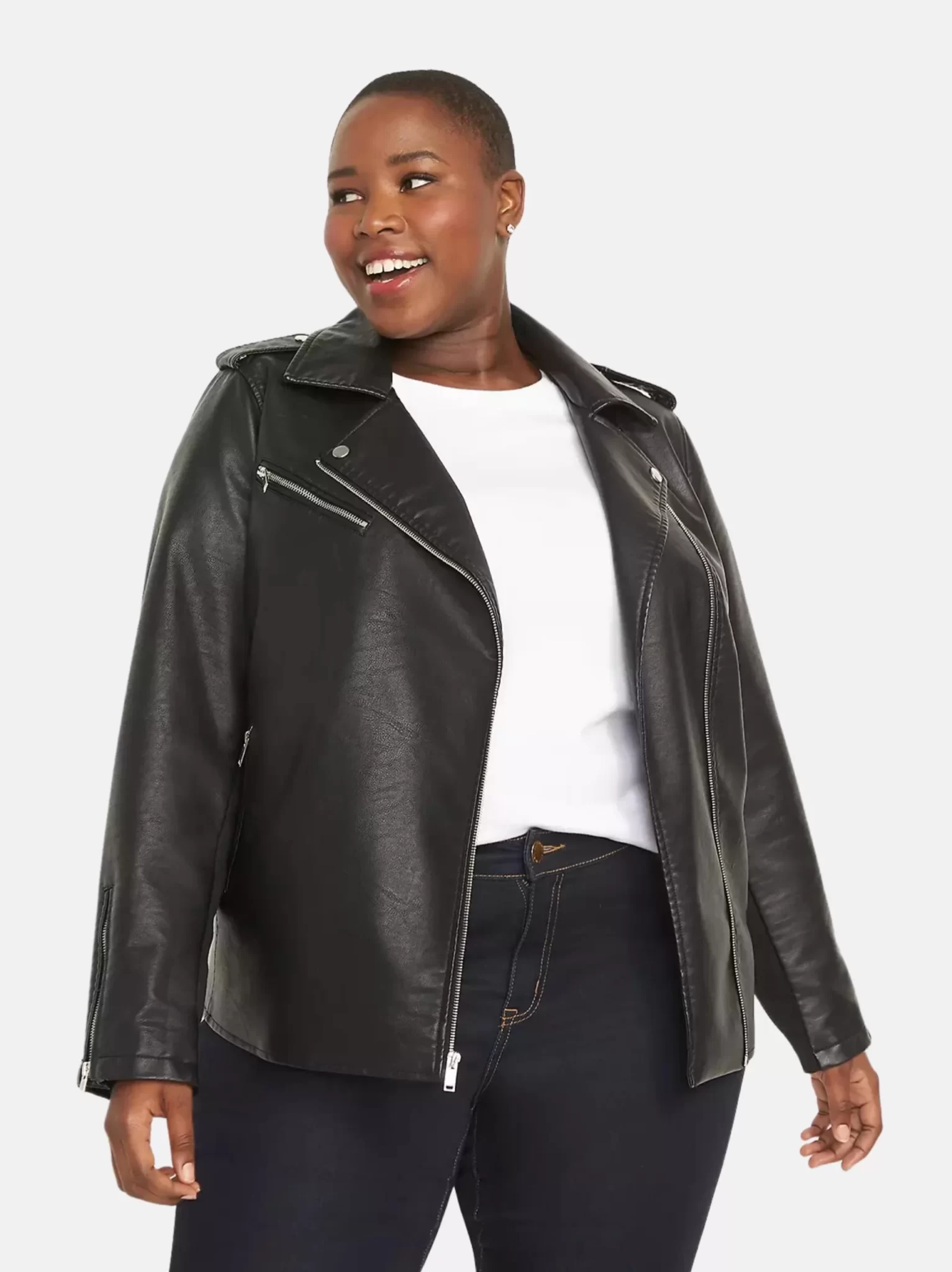 Women Oversize Leather Biker Jacket