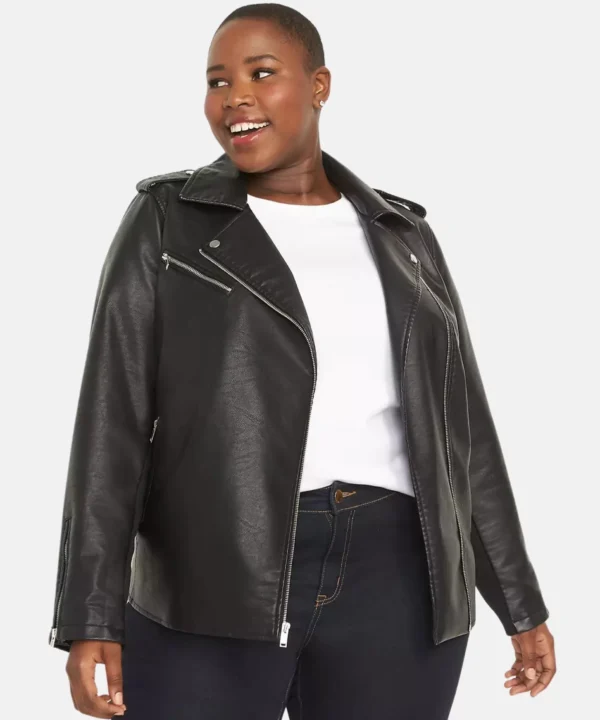 Women Oversize Leather Biker Jacket