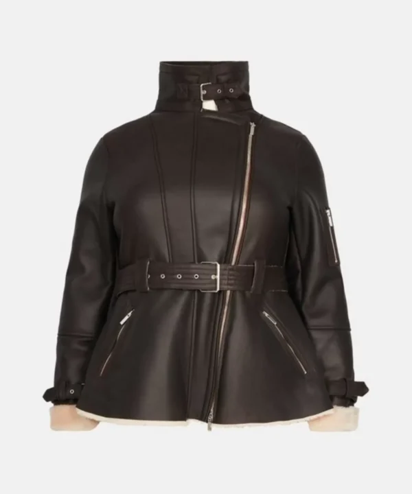 Women Oversize shearling leather jacket