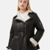 Women Oversize shearling leather jacket