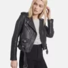 Stylish Black Biker Real Soft Leather Jacket For Women