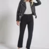 Stylish Black Biker Real Soft Leather Jacket For Women