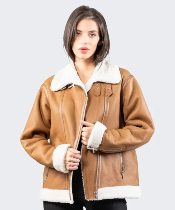 Womens Classic Shearling Leather Jacket