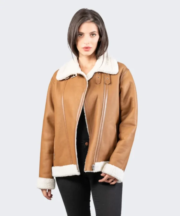 Womens Classic Shearling Leather Jacket