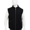 Yellowstone Rip Wheeler Black Wool Vest Leather Moto