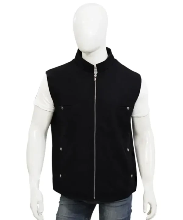 Yellowstone Rip Wheeler Black Wool Vest Leather Moto