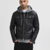 black leather jacket men