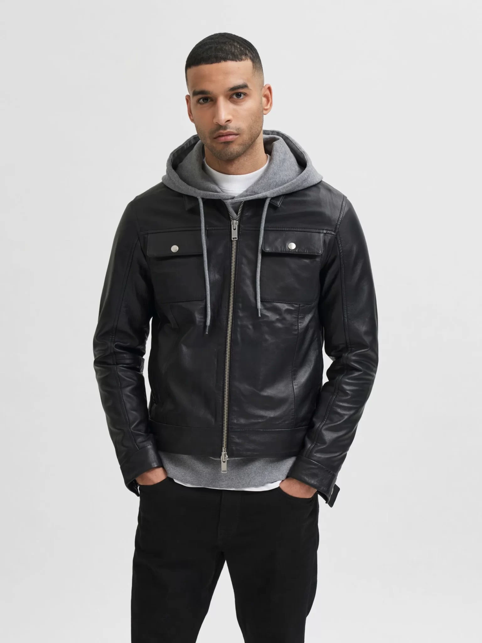 black leather jacket men