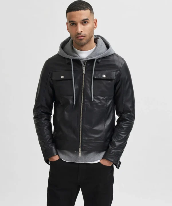 black leather jacket men