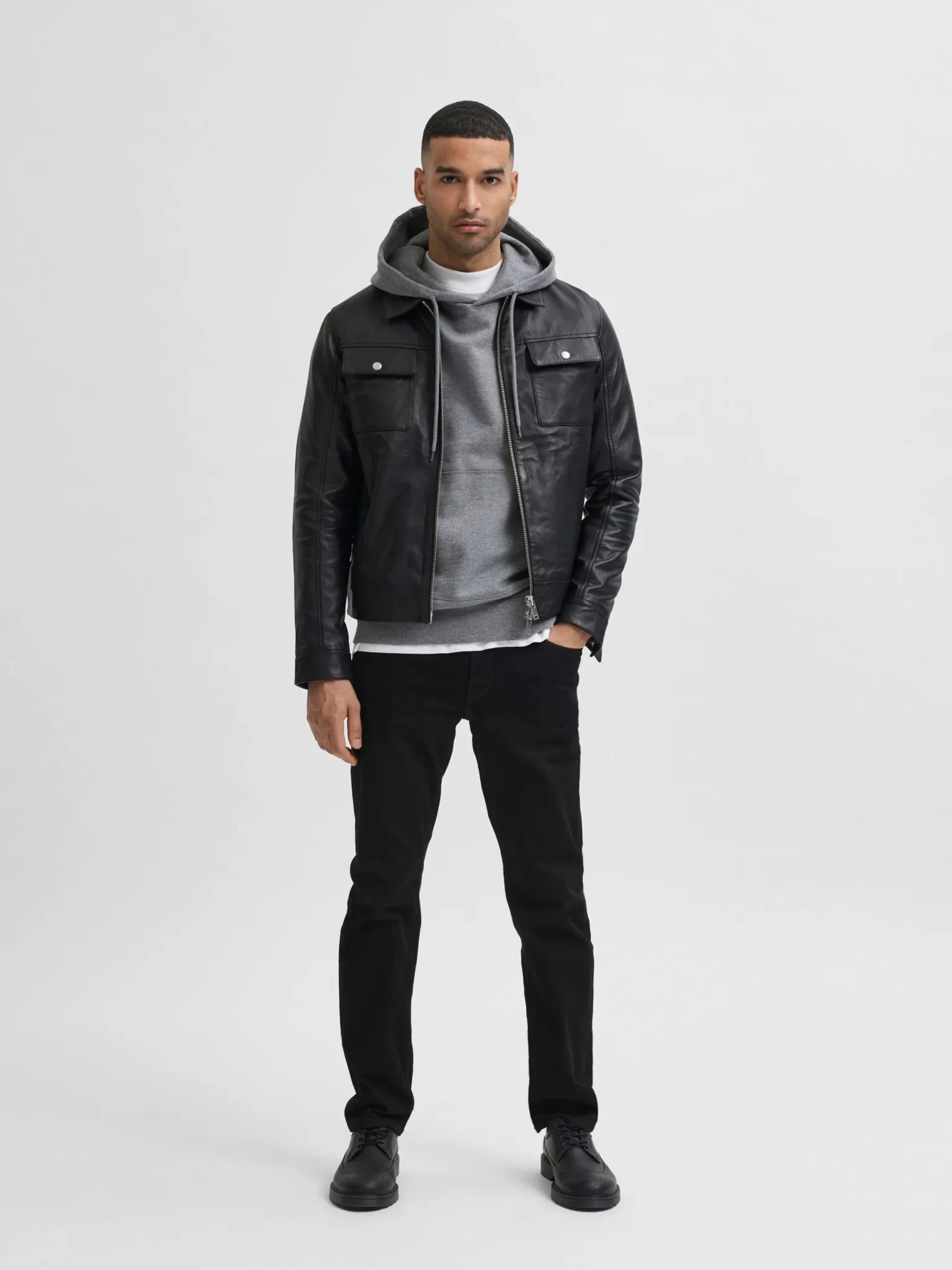 black leather jacket men