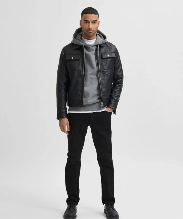 black leather jacket men