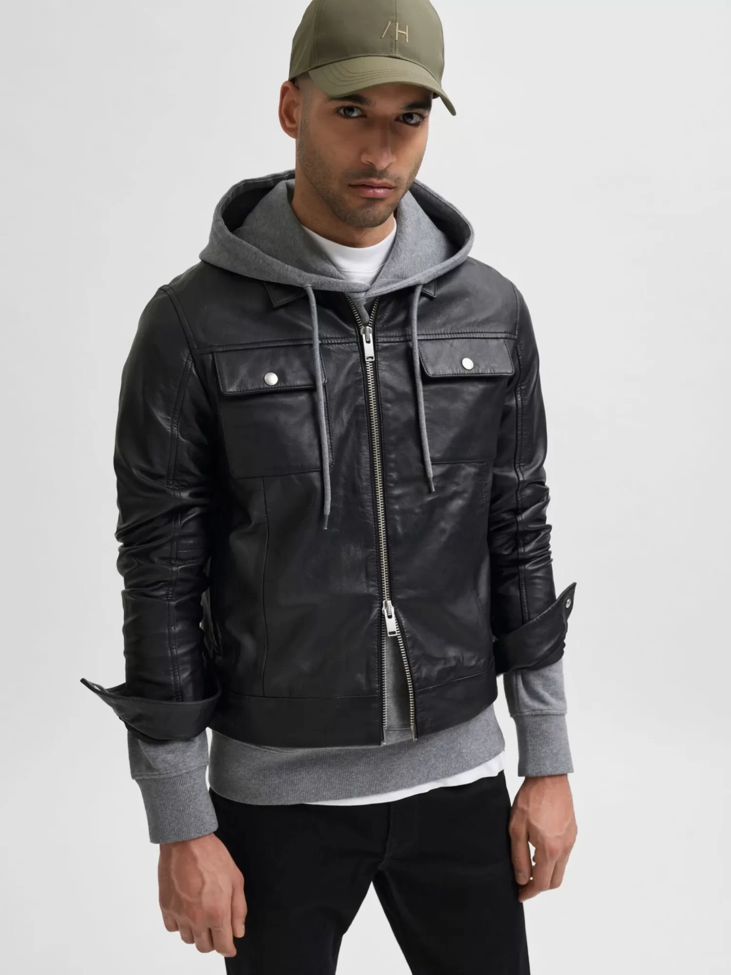 black leather jacket men