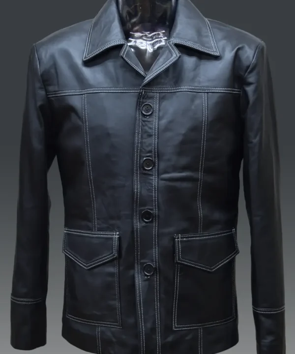 fight club original Black leather jacket The cafe racer jacket