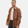 Men’s Shirt Style Genuine Brown Leather Jacket