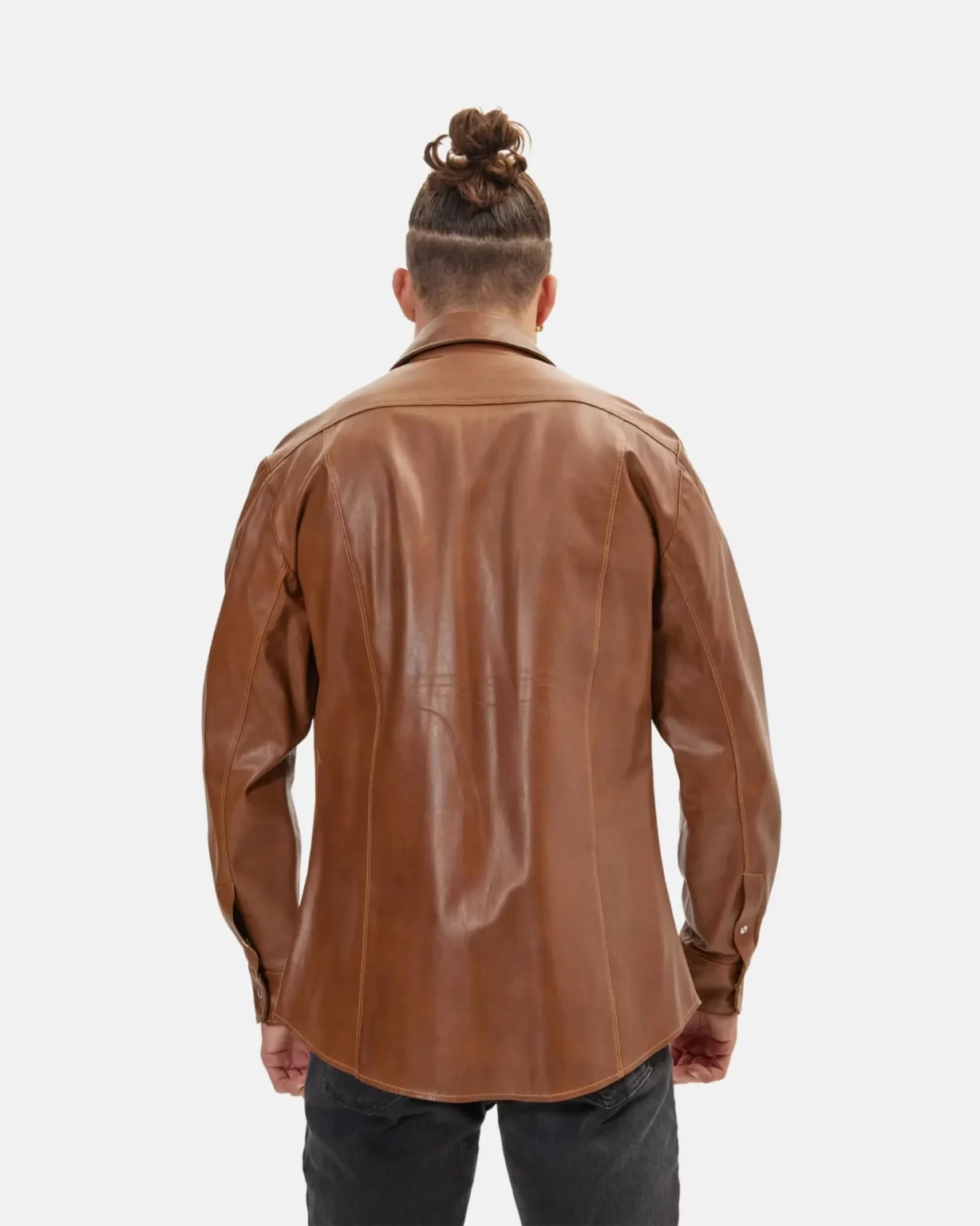 Men’s Shirt Style Genuine Brown Leather Jacket