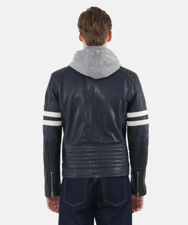 leather biker jacket with hoodie