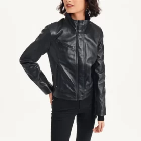 Women's Luxury Full-Collar Racer Leather Jacket