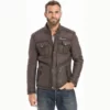 Leo Mens Trucker Quilted Leather Jacket