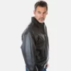 Men’s Classic Full-Sleeve Black Bomber Leather Jacket