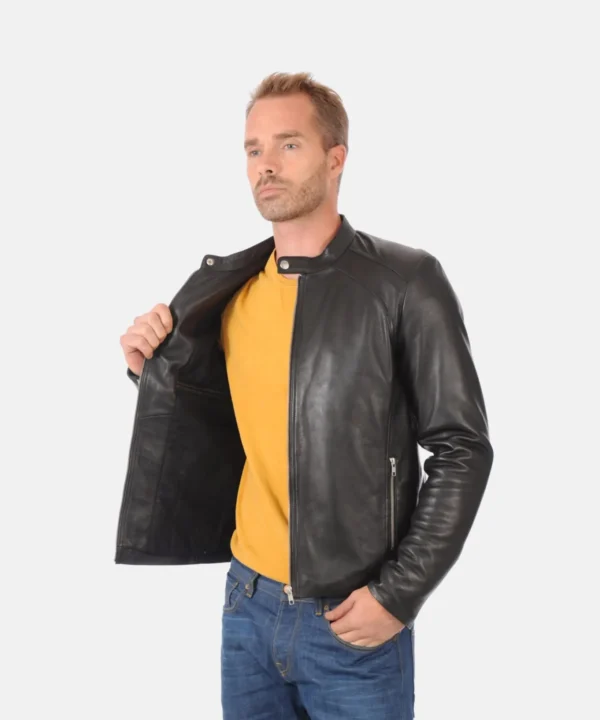 Mens Black Racer Leather Jacket