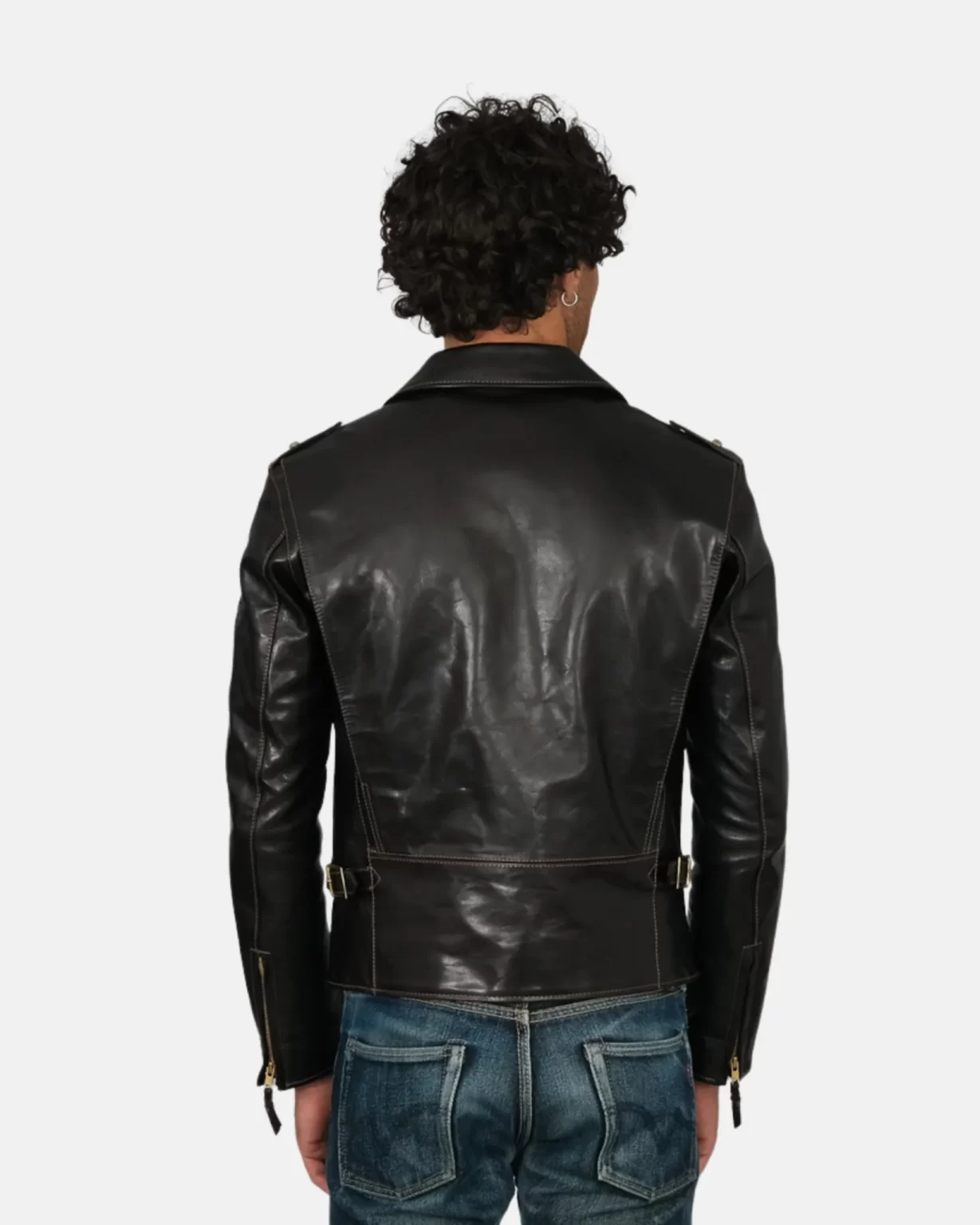 Mens Double Rider Glodline Leather Jacket