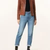 women cafe racer brown leather jacket