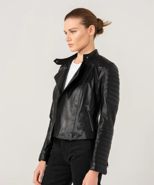 women leather biker jacket