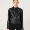 women leather biker jacket