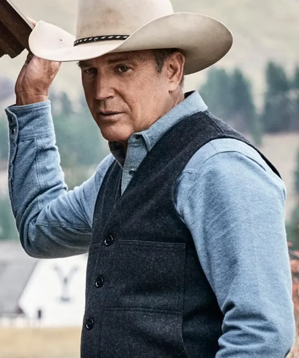 yellowstone kevin costner john dutton grey wool vest