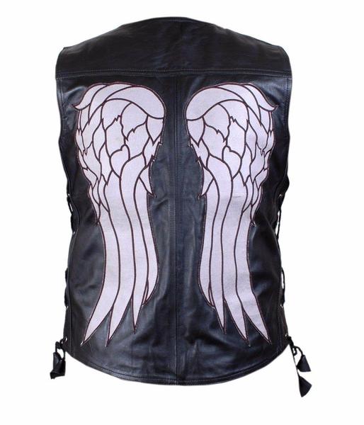 The Walking Dead Daryl Dixon Angel Wings Black Leather Vest