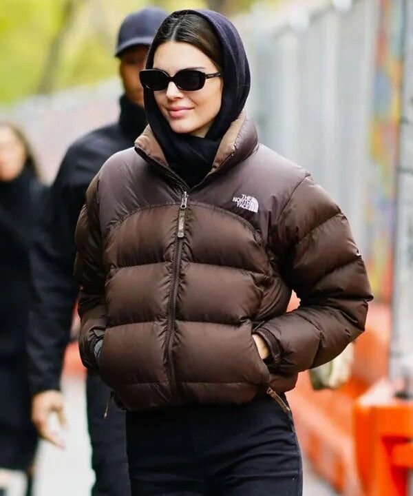 Kendall Jenner Brown North Face Puffer Jacket