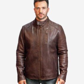 Top Gun Flying Racer Brown Leather Jacket