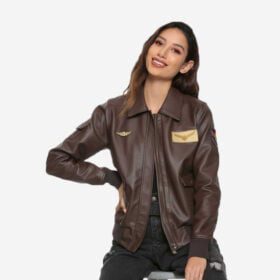 Captain Marvel Carol Danvers Flight Brown Bomber Jacket