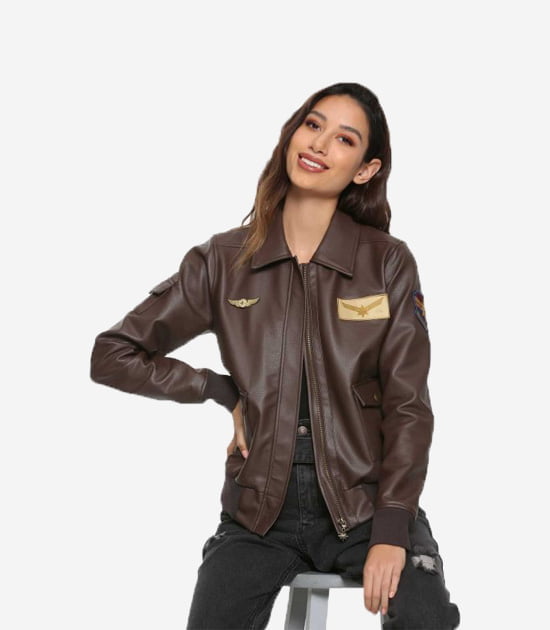 Captain Marvel Carol Danvers Flight Brown Bomber Jacket