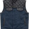 First Manufacturing Hunt Club Black Blue Leather Canvas Vest (2)