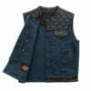 First Manufacturing Hunt Club Black Blue Leather Canvas Vest (3)