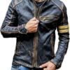 Men's Black Biker Vintage Motorcycle Distressed Cafe Racer Leather Jacket (1)