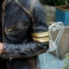 Men's Black Biker Vintage Motorcycle Distressed Cafe Racer Leather Jacket (3)