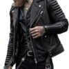 Men's Black Quilted Slim Fit Biker Motorcycle Jacket (4)