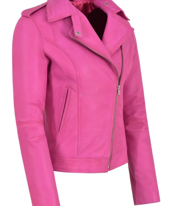 Margot Robbie Barbie Pink Leather Jacket-01