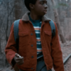 Stranger Things Lucas Red Shearling Collar Jacket