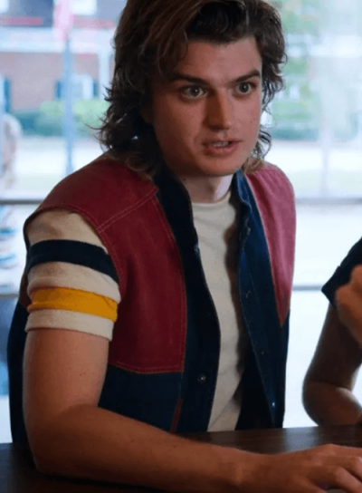 Stranger Things Steve Harrington Red & Blue Denim Vest-01